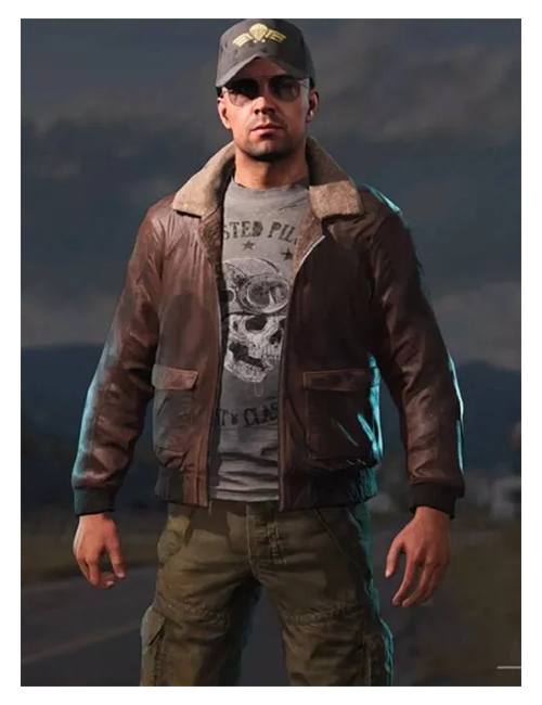 Far Cry Brown Leather Bomber Jacket