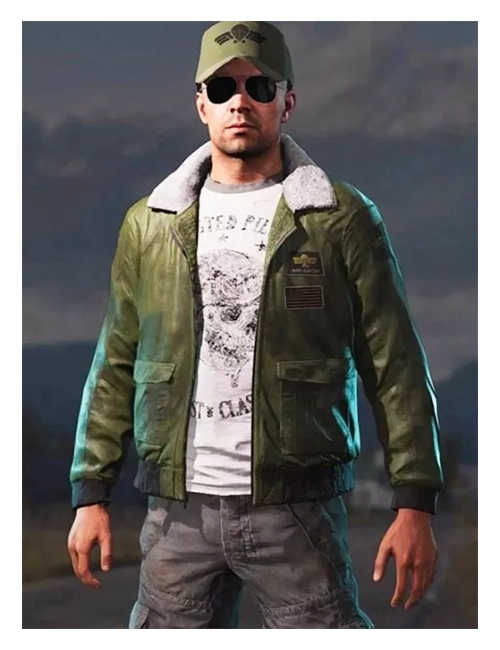 Far Cry 5 Aviator Green Leather Bomber Jacket