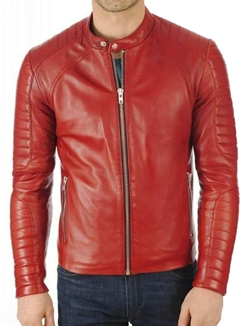 Red Slim Fit Leather Jacket