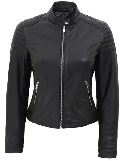 Slim Fit Black Padded Leather Jacket