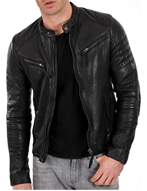 Lambskin Leather Biker Jacket