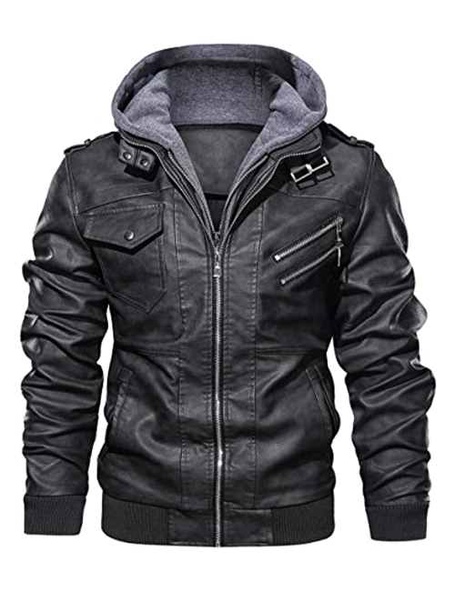 Faux Leather Motorcycle Bomber