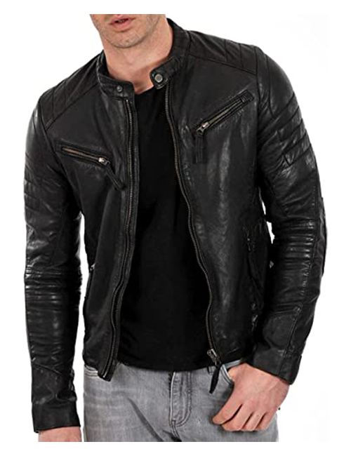 Lambskin Leather Biker Jacket