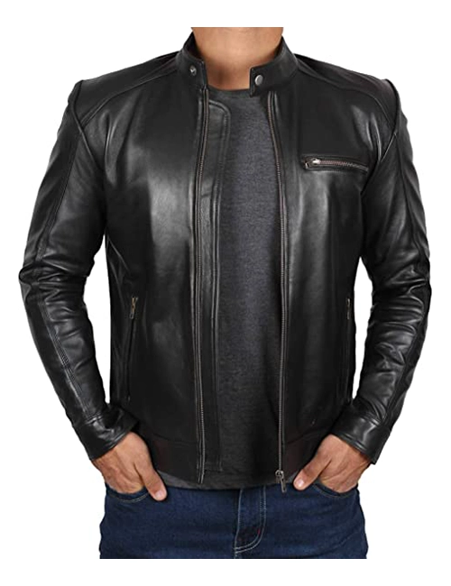 Motorcycle Style Mens Leather Jacket