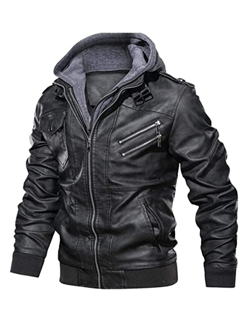 Faux Leather Motorcycle Bomber