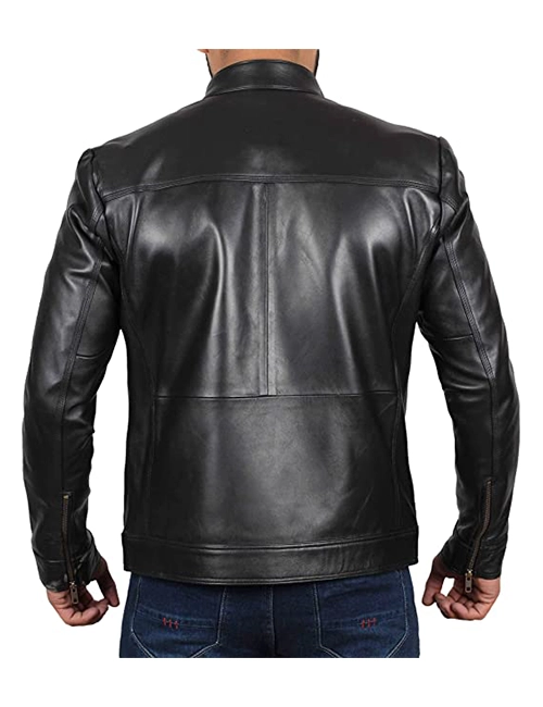 Motorcycle Style Mens Leather Jacket