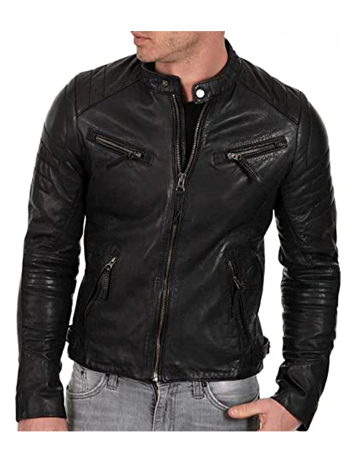 Lambskin Leather Biker Jacket