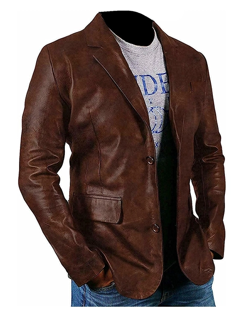 Brown Slim Fit Two Button Coat