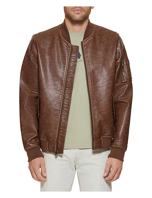 Leather Varsity Bomber Jacket