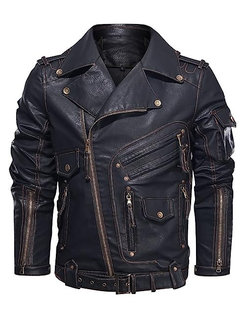 Brown and Black Mixed Biker Jacket