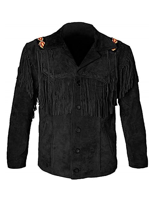 Fringe Beaded Suede Leather Shirt