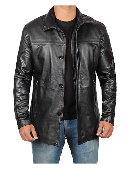 Leather Car Coat Black