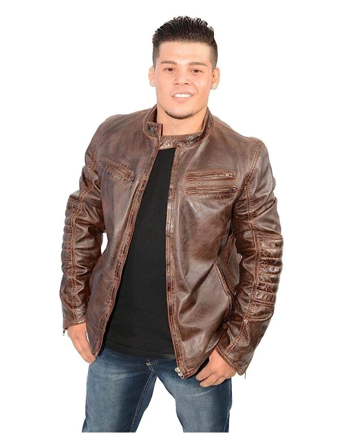 Side Stitch Lambskin Leather Jacket