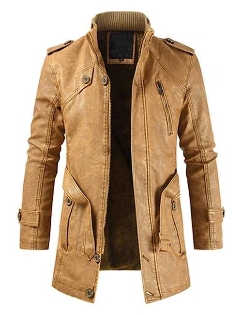 Winter Thick Fleece Leather Jacket