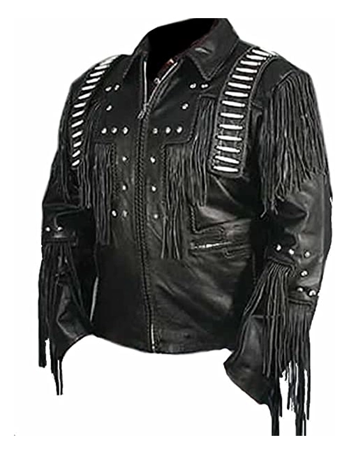 Bones & Fringed Leather Jacket