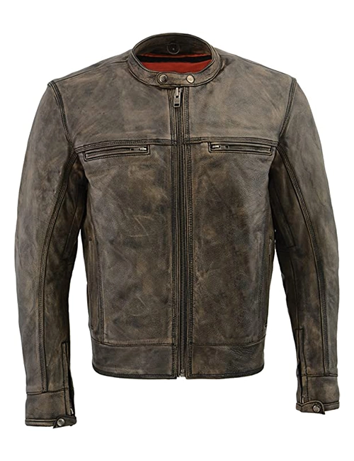 Distressed Brown Motorcycle Jacket