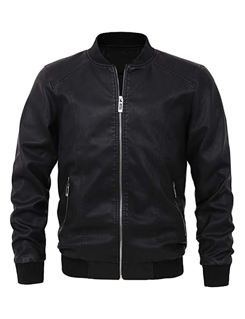 Leather Varsity Bomber Jacket