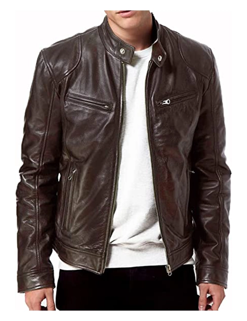 Lambskin Leather Biker Jacket 