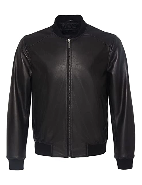 Men Leather Bomber Jacket