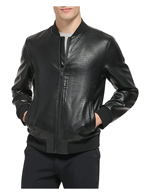 Leather Varsity Bomber Jacket