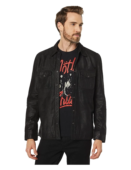 Men's Leather Shirt Jacket