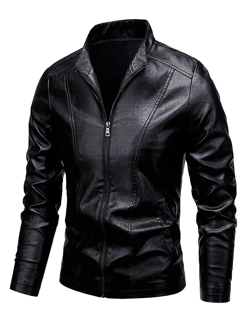 Faux Black Biker Leather Jacket