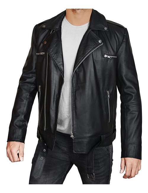 Slim Fit Leather Biker Jacket