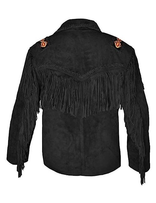 Fringe Beaded Suede Leather Shirt