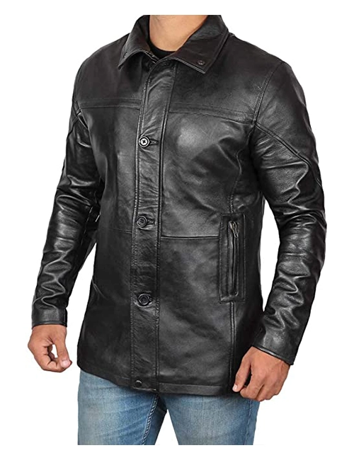 Leather Car Coat Black