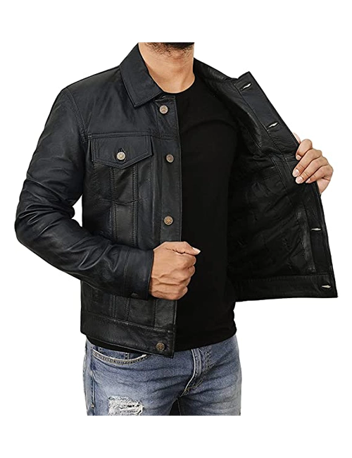 Trucker Lambskin Leather Jacket