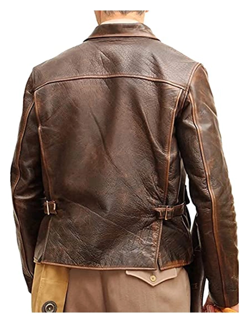 Brown distressed Leather Coat