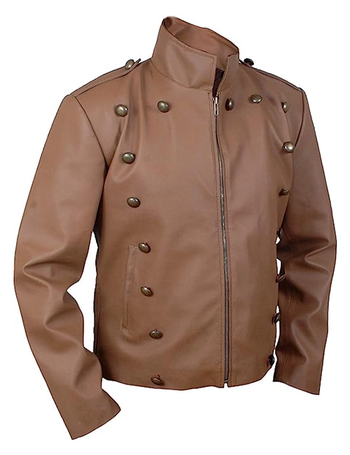 Brown V-Shaped Leather Jacket