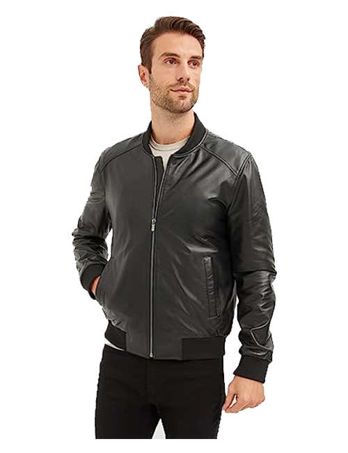 Men Leather Bomber Jacket