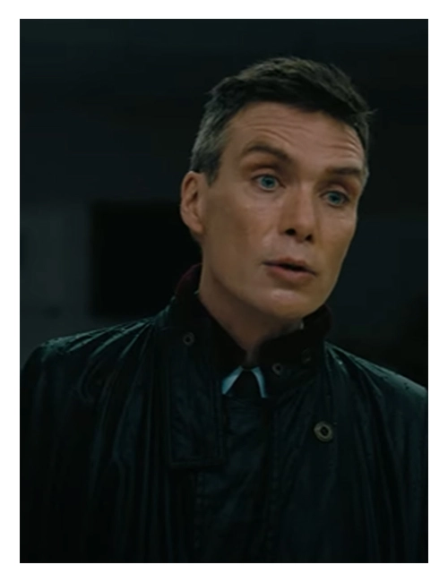 Oppenheimer 2023 Cillian Murphy Black Leather Jacket